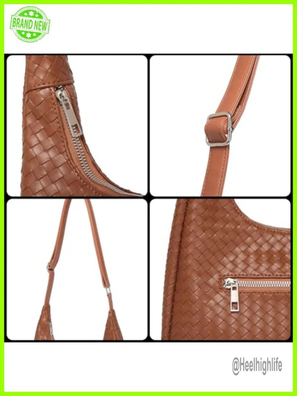 Woven Hobo Crossbody Shoulder Bag Vegan Leather Handbag Tote Purse